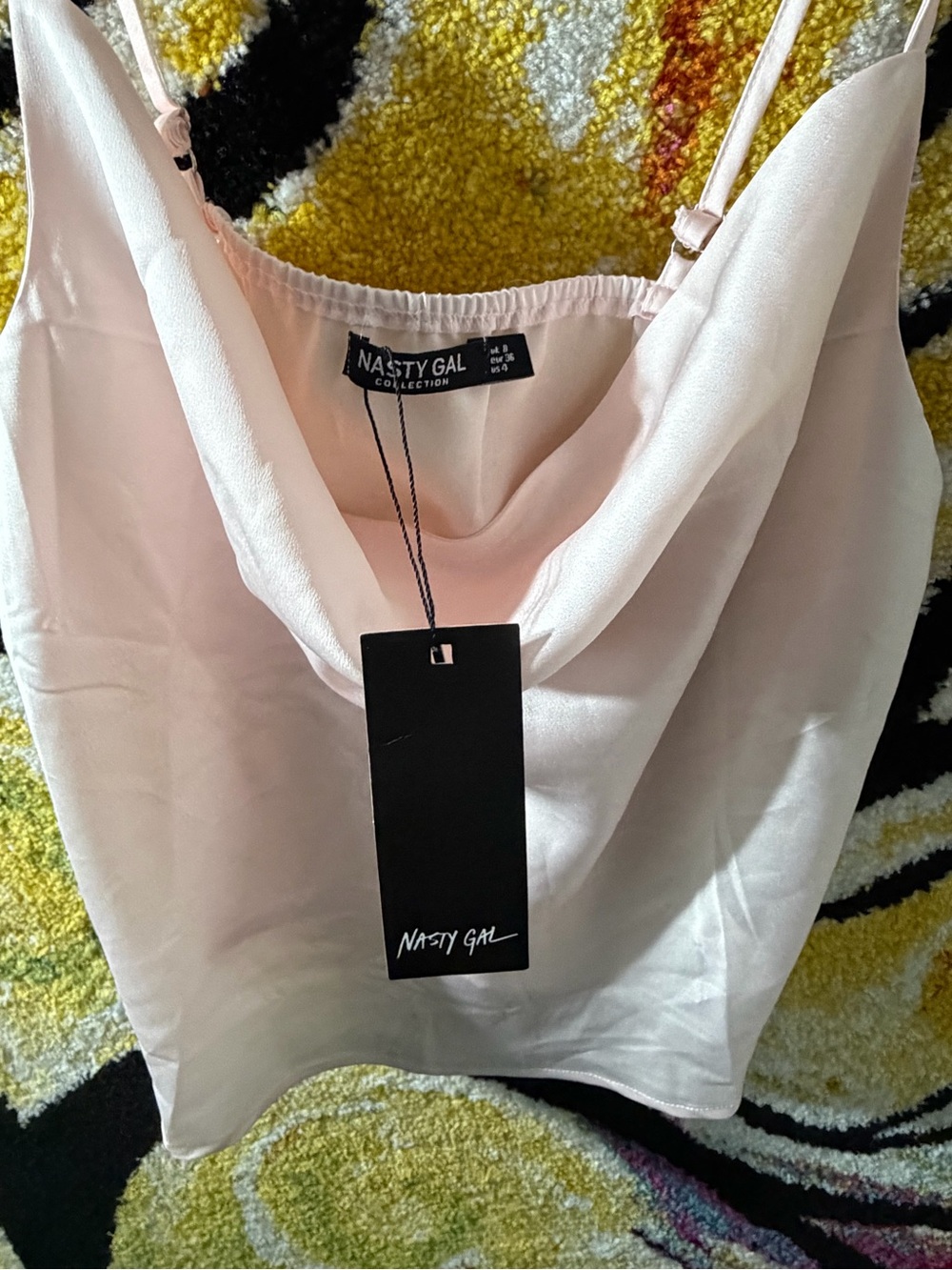 Nasty Gal Light Blush Cowl Neck Satin Cami